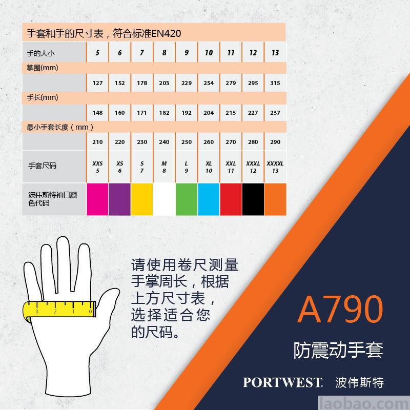 氯丁橡胶条形防撞减 震手套 用于凿岩机 混凝土 破碎机 Portwest波伟斯特